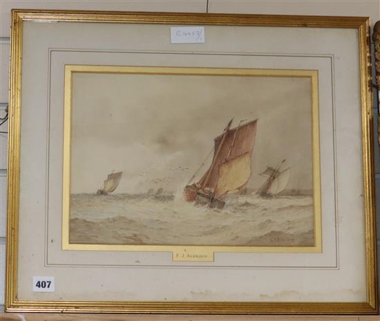 Frederick James Aldridge (1850-1933) watercolour, seascape, signed, 26 x 36cm